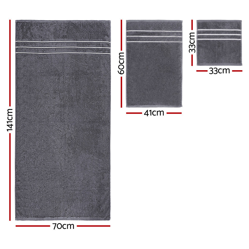 6 Pack Bath Towels Set Cotton Towel Grey - NuSea
