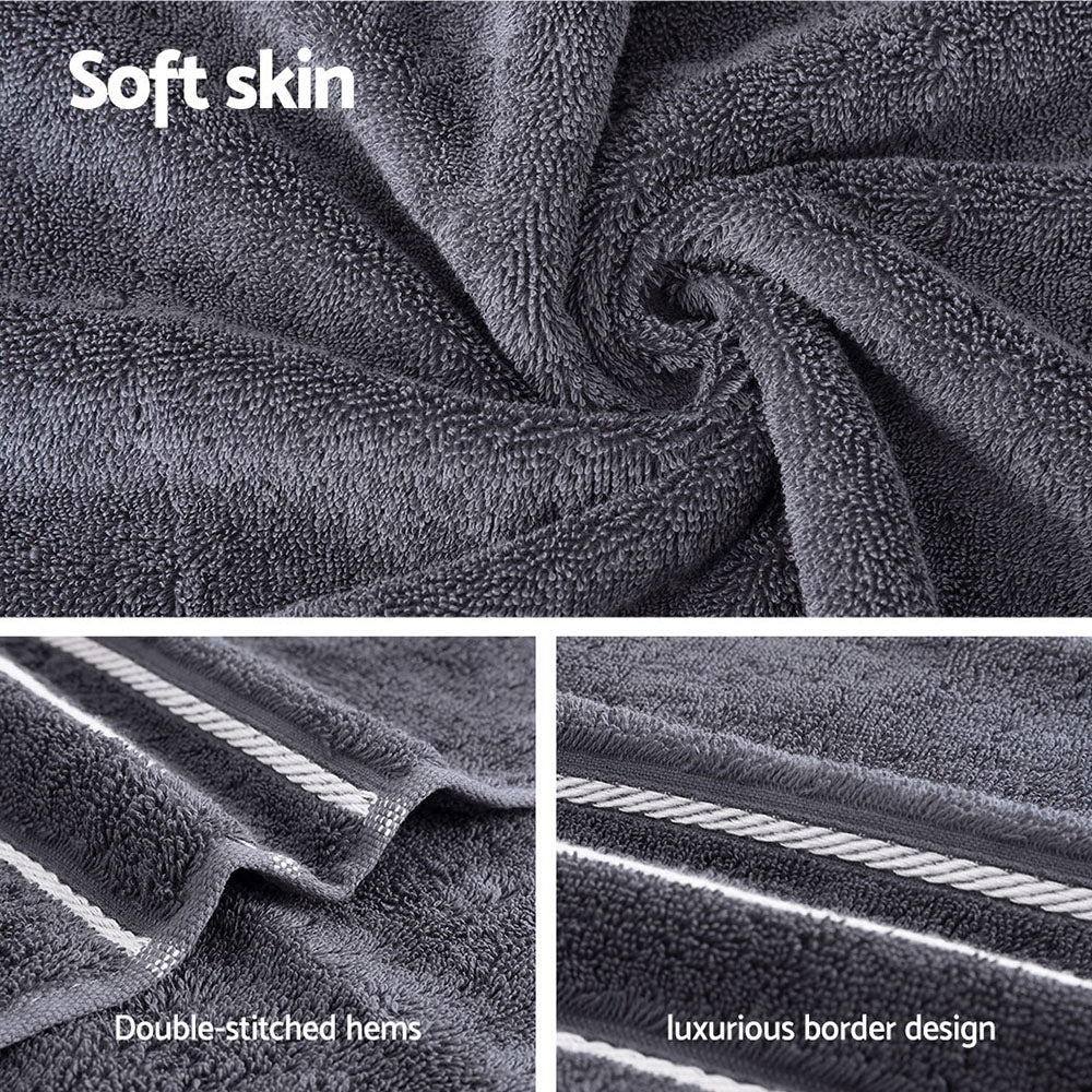 6 Pack Bath Towels Set Cotton Towel Grey - NuSea