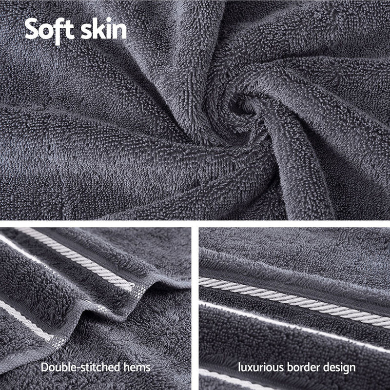 6 Pack Bath Towels Set Cotton Towel Grey - NuSea