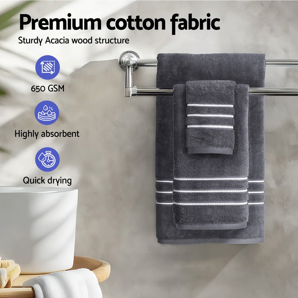 6 Pack Bath Towels Set Cotton Towel Grey - NuSea