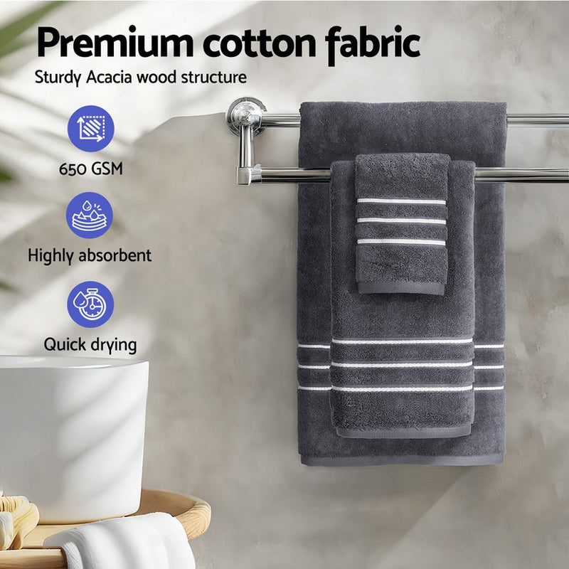6 Pack Bath Towels Set Cotton Towel Grey - NuSea