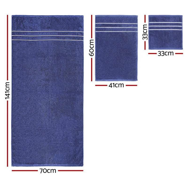 6 Pack Bath Towels Set Cotton Towel Navy - NuSea