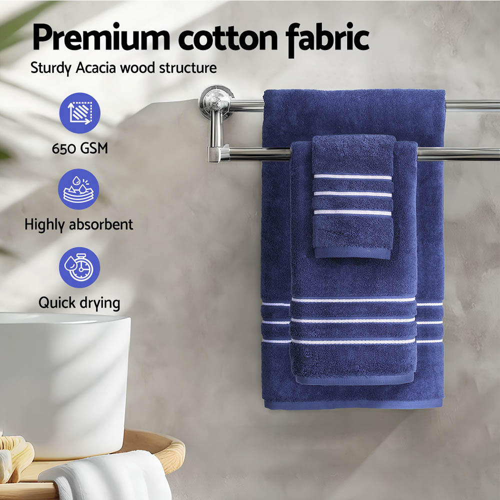 6 Pack Bath Towels Set Cotton Towel Navy - NuSea