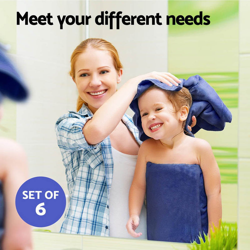 6 Pack Bath Towels Set Cotton Towel Navy - NuSea