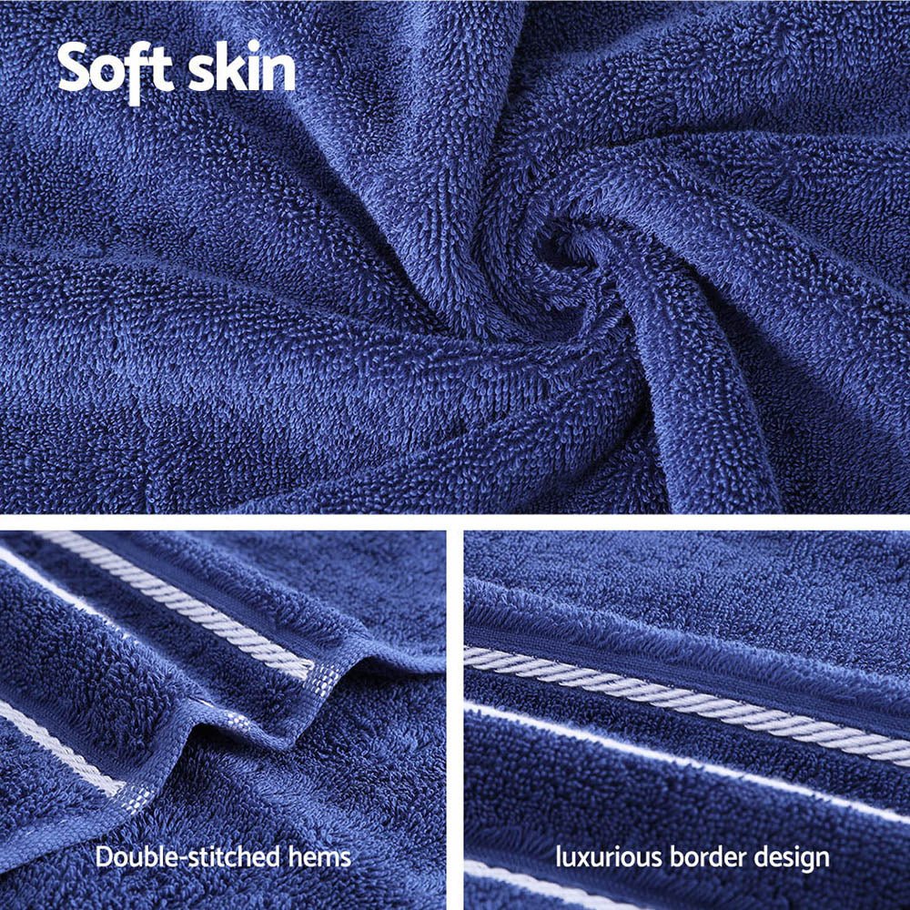 6 Pack Bath Towels Set Cotton Towel Navy - NuSea