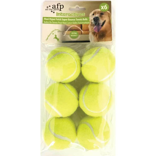 6 Pack Extra Bouncy Dog Fetch Balls AFP Hyper Maxi Super Bounce Tennis Ball Toy - NuSea