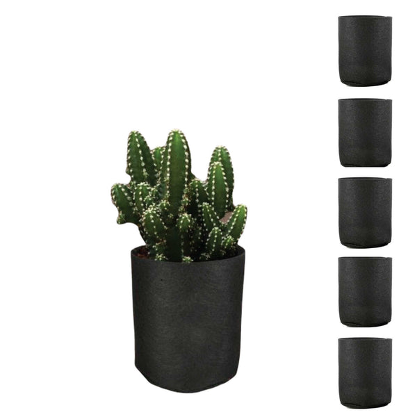 6 Pck 1 Gallon Fabric Flower Pots 3.8L Garden Planter Bags Black Felt Root Pouch - NuSea