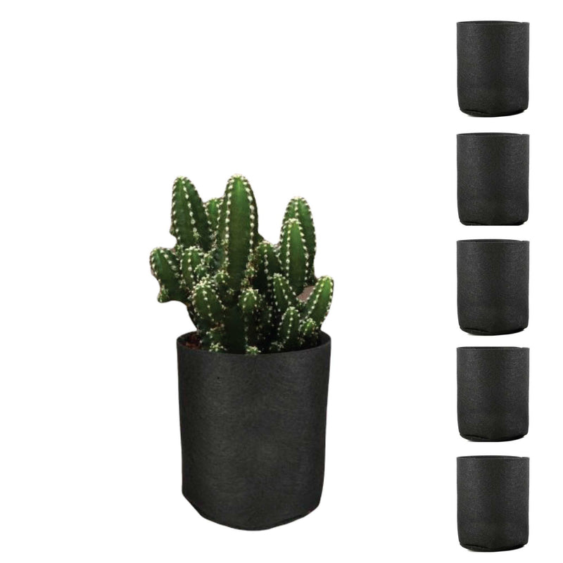 6 Pck 1 Gallon Fabric Flower Pots 3.8L Garden Planter Bags Black Felt Root Pouch - NuSea