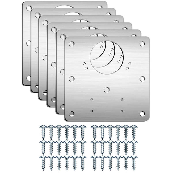 6 Pcs Kitchen Cupboard Door Cabinet Hinges Repair Plate Brackets Kit Fixing Screws - NuSea