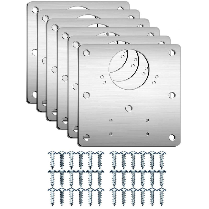 6 Pcs Kitchen Cupboard Door Cabinet Hinges Repair Plate Brackets Kit Fixing Screws - NuSea