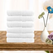 6 piece ultra light cotton hand towel set in white - NuSea