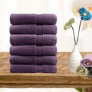 6 piece ultra light cotton hand towels in aubergine - NuSea