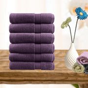 6 piece ultra light cotton hand towels in aubergine - NuSea