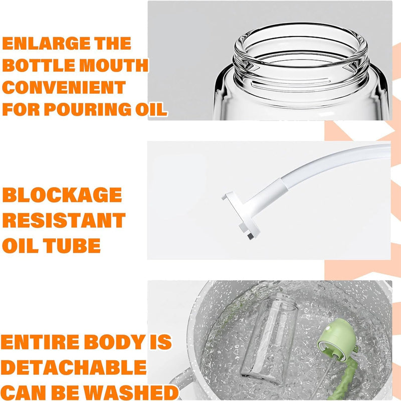 600ml 2 in 1 Glass Oil Sprayer Dispenser Kitchen Sprayz Cooking Baking Oil Bottle BBQ Spray Green - NuSea