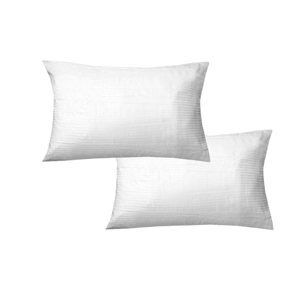 600TC Pair of Narrow Self Striped Standard Pillowcases White - NuSea