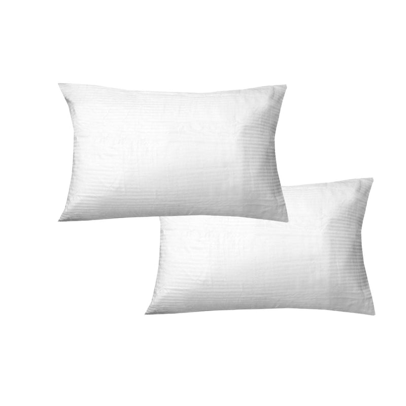 600TC Pair of Narrow Self Striped Standard Pillowcases White - NuSea