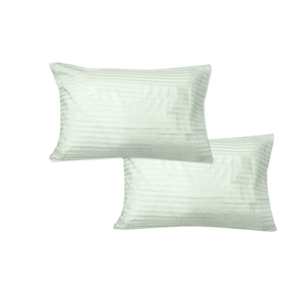 600TC Pair of Wide Self Striped Standard Pillowcases Tea - NuSea