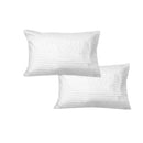 600TC Pair of Wide Self Striped Standard Pillowcases White - NuSea