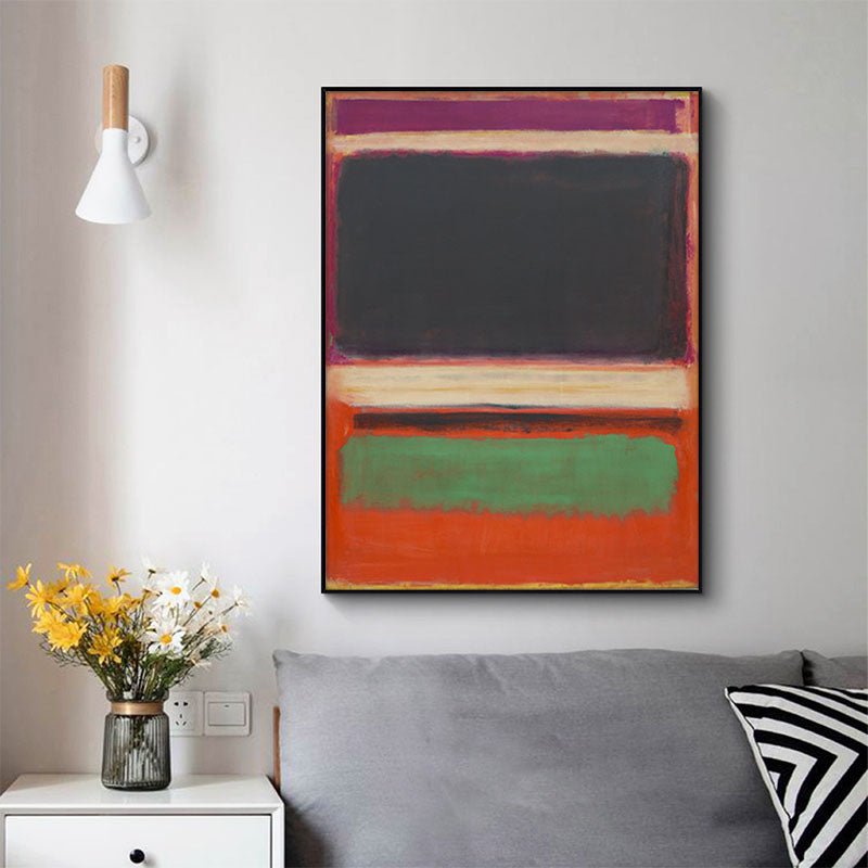 60cmx90cm Black Orange Green By Mark Rothko Black Frame Canvas Wall Art - NuSea