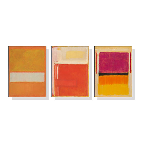 60cmx90cm Colourful 3 Sets By Mark Rothko Black Frame Canvas Wall Art - NuSea