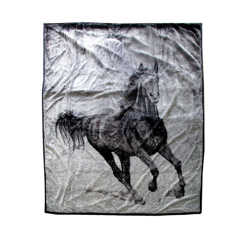675gsm 2 Ply 3D Print Faux Mink Blanket Queen 200x240 cm Galloping Horse - NuSea