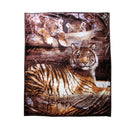 675gsm 2 Ply 3D Print Faux Mink Blanket Queen 200x240 cm Tiger Family - NuSea