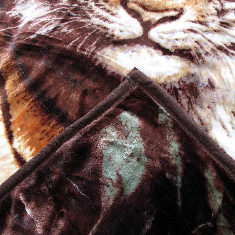 675gsm 2 Ply 3D Print Faux Mink Blanket Queen 200x240 cm Tiger Family - NuSea