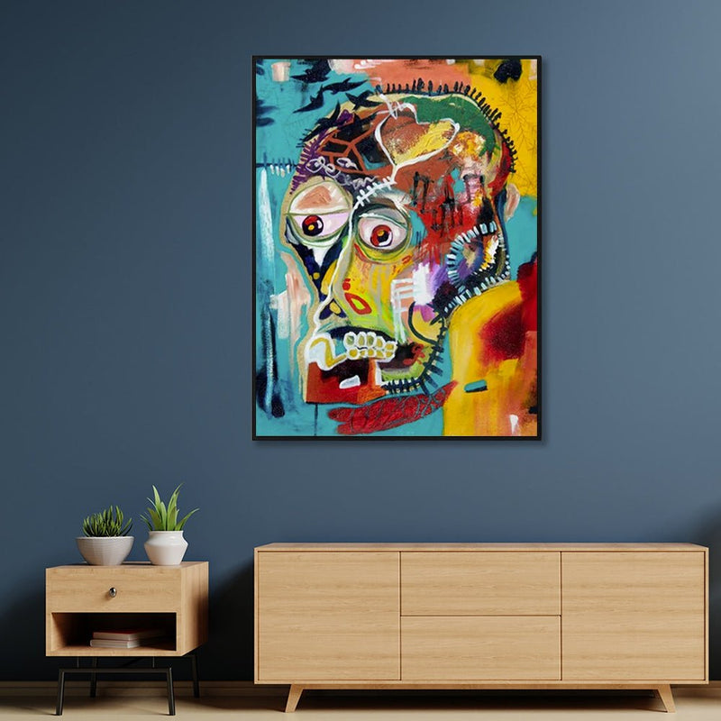 70cmx100cm Pop Art Head Black Frame Canvas Wall Art - NuSea