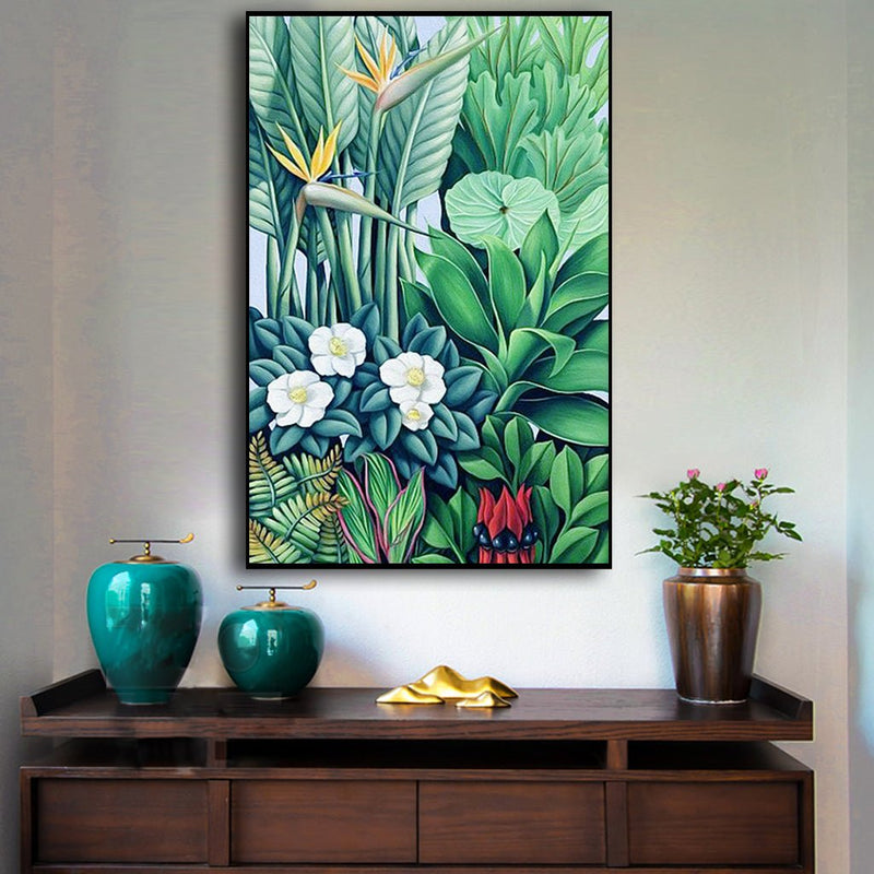 70cmx100cm Tropical plants Black Frame Canvas Wall Art - NuSea