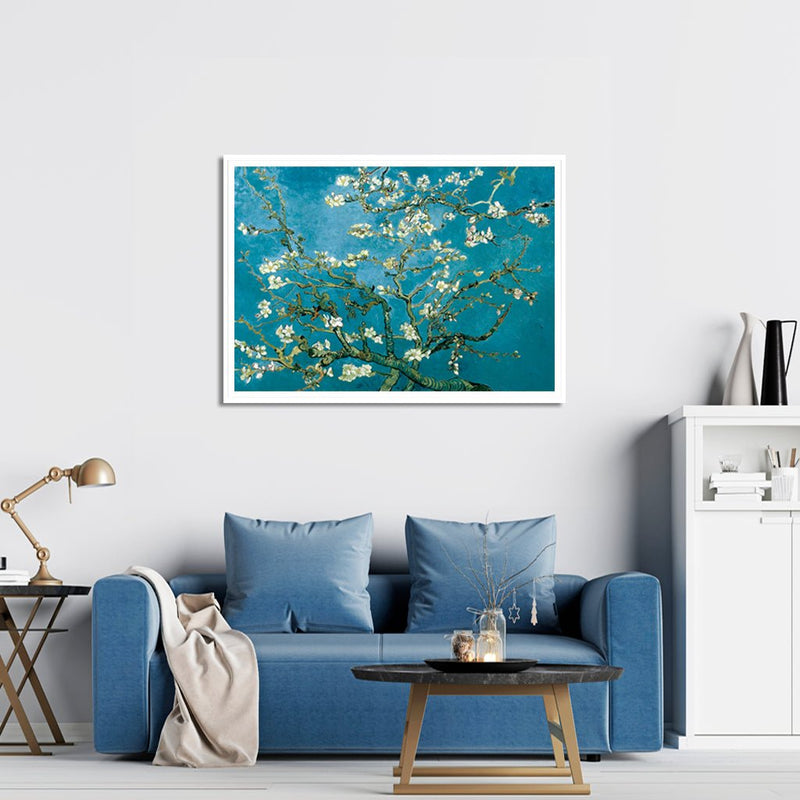 70cmx100cm Van Gogh Almond Blossom White Frame Canvas Wall Art - NuSea