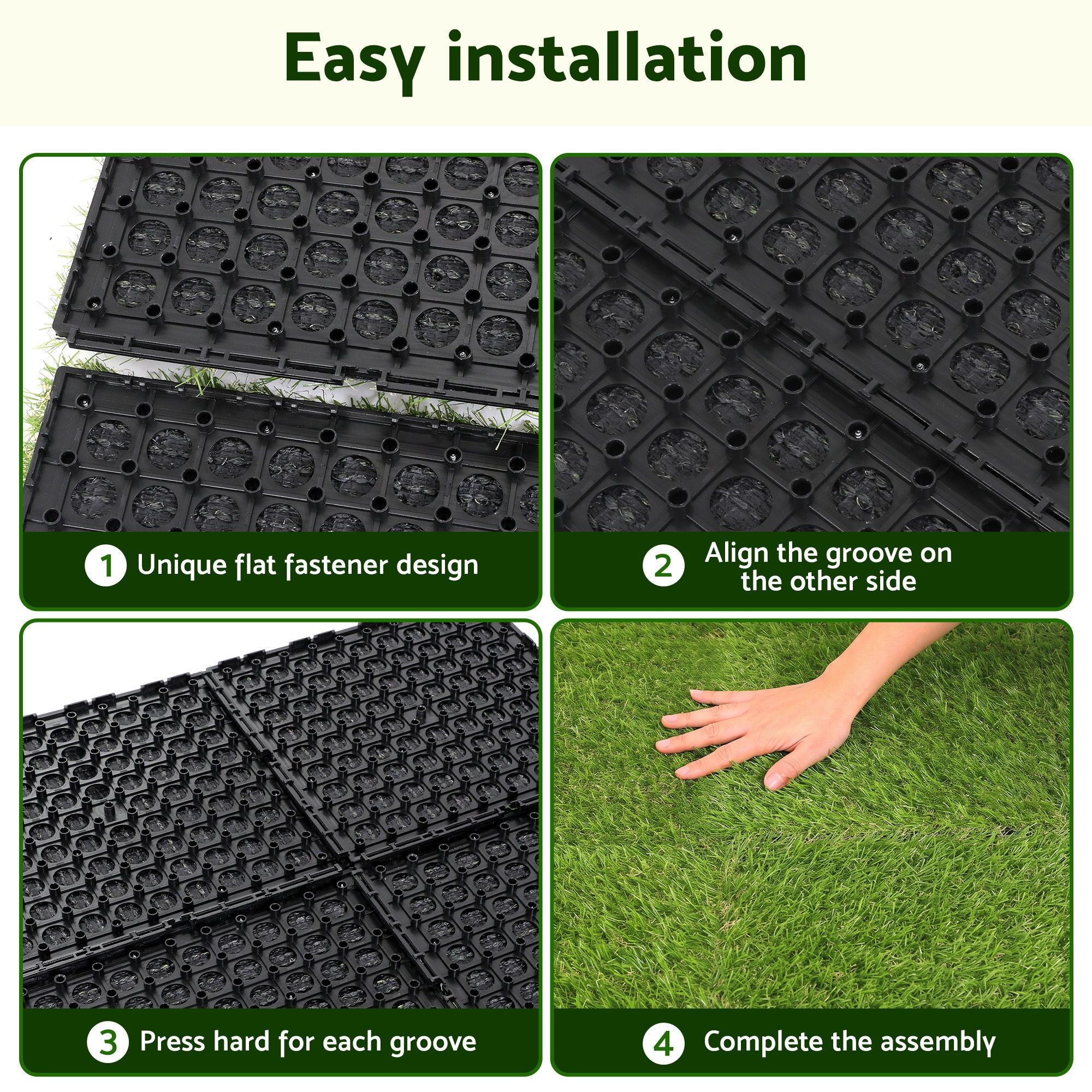 Prime Turf Artificial Grass Turf Tiles Interlocking Fake Grass Mat for Balcony Pet 12 Pack
