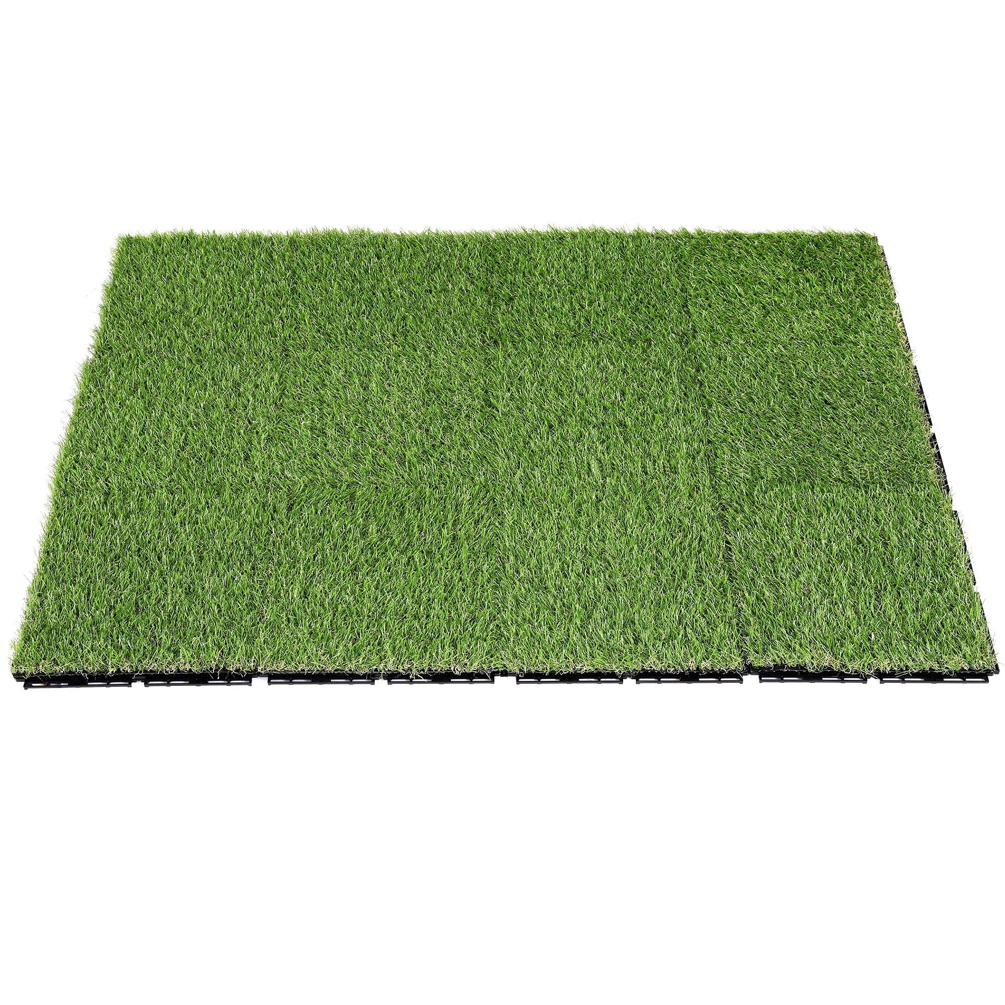 Prime Turf Artificial Grass Turf Tiles Interlocking Fake Grass Mat for Balcony Pet 12 Pack