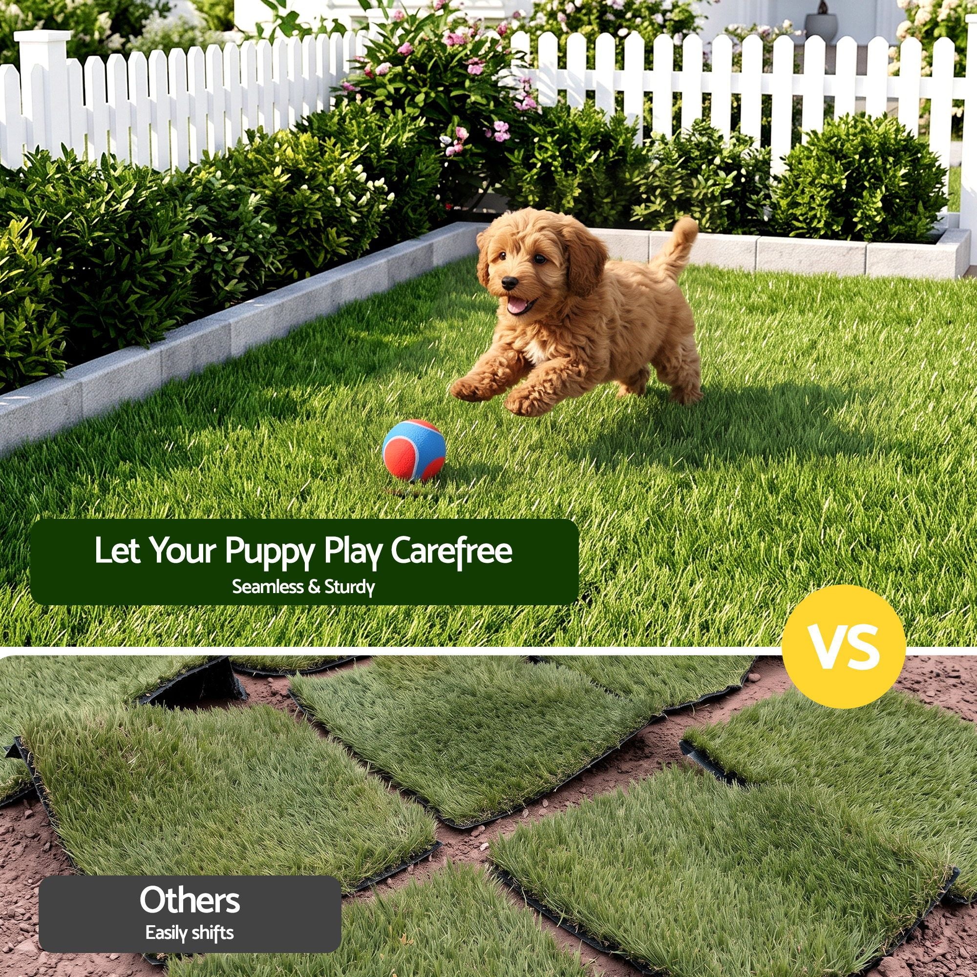 Prime Turf Artificial Grass Turf Tiles Interlocking Fake Grass Mat for Balcony Pet 9 Pack