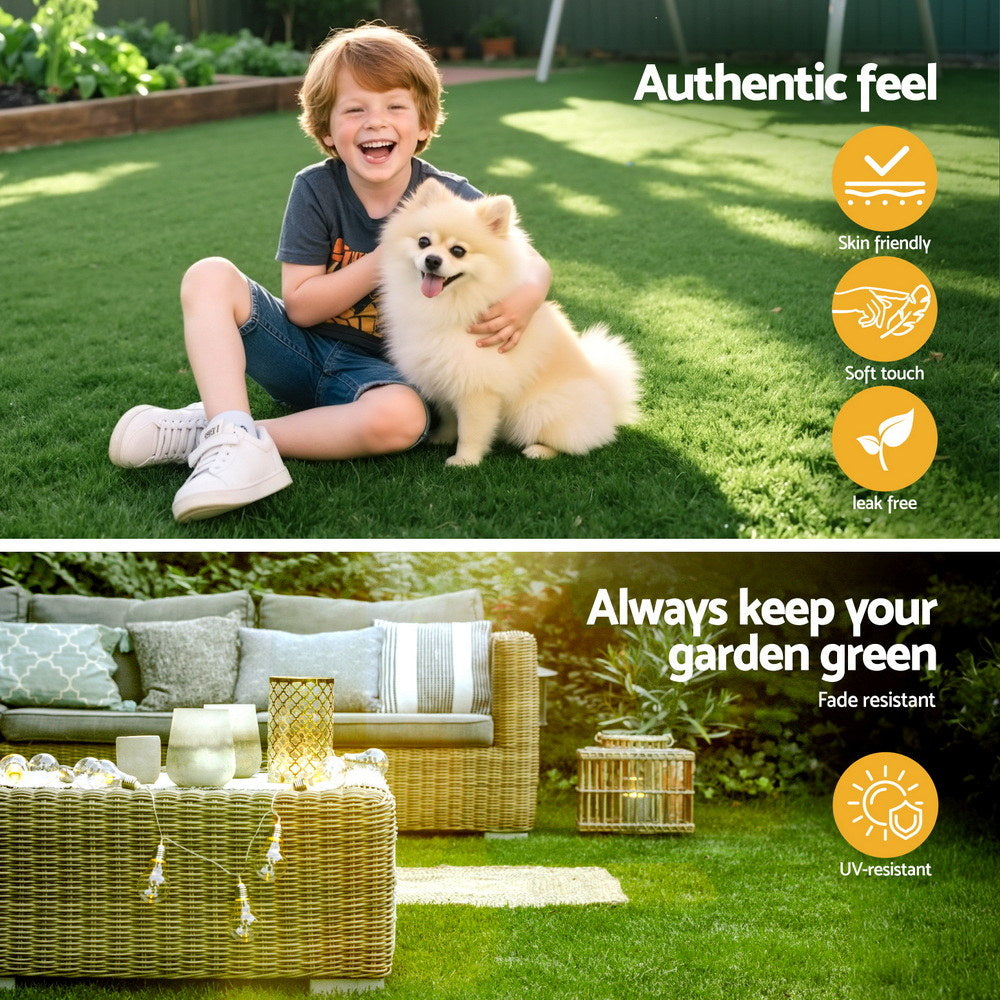 Prime Turf Artificial Grass Turf Rug Fake Grass 2 Rolls 15mm Height 50cm x 2m Indoor Outdoor Synthetic Grass Mat Carpet with Drainage Holes Plastic Plant