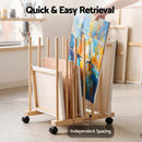 Artiss Wooden Art Drying & Canvas Storage Rack with Caster Wheels for Studio,Galleries,Classroom