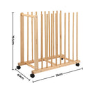 Artiss Art Drying & Storage Rack with Caster Wheels, Solid Wood Adjustable Slots Rack for Drawing Boards, Panels, Paintings, Artworks Display