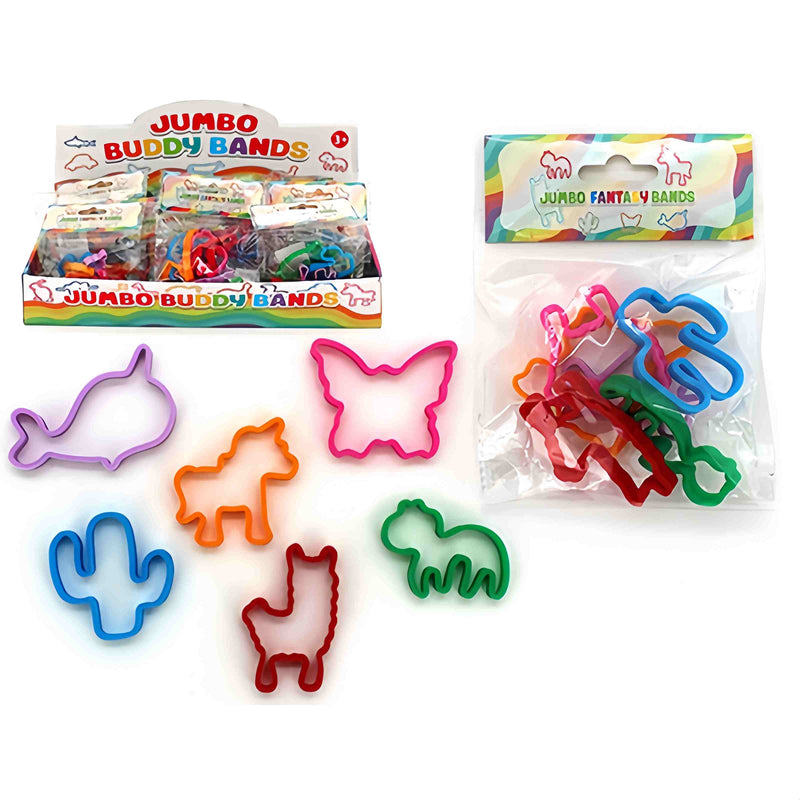 SILICONE BUDDY BANDZ (6 PER PACK) -2 ASSORTS: FANTASY +ZOO ANIMALS X2