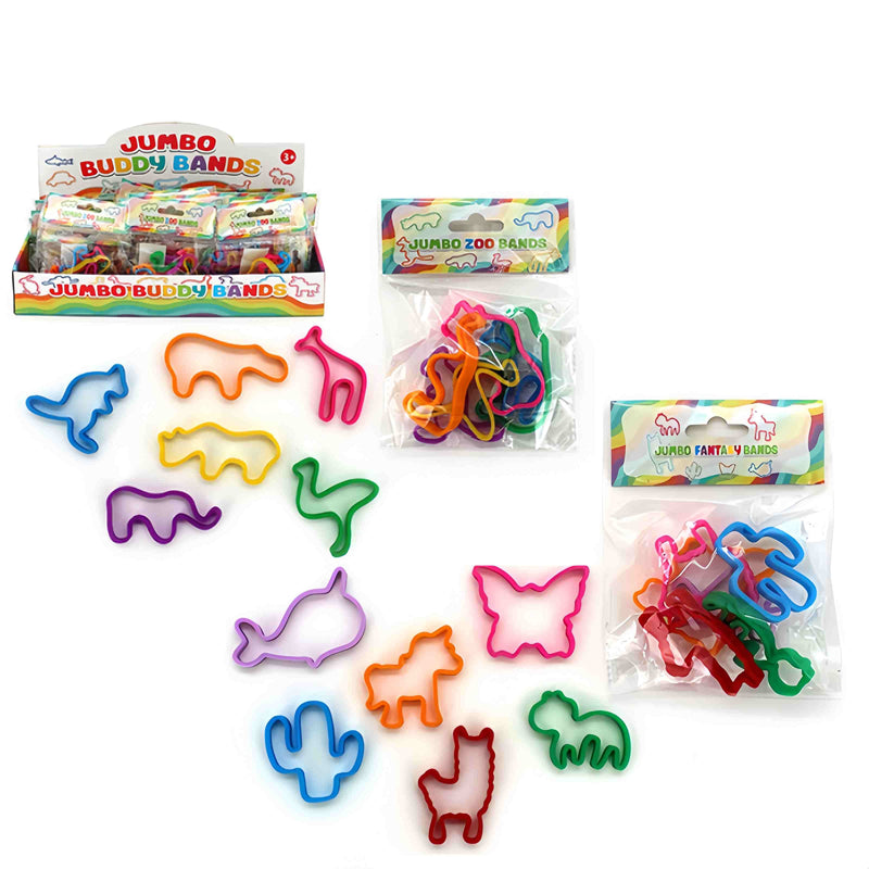SILICONE BUDDY BANDZ (6 PER PACK) -2 ASSORTS: FANTASY +ZOO ANIMALS X2