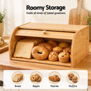 Artiss Bamboo Bread Box Bin Roll Top Kitchen Countertop Storage 45cm Natural
