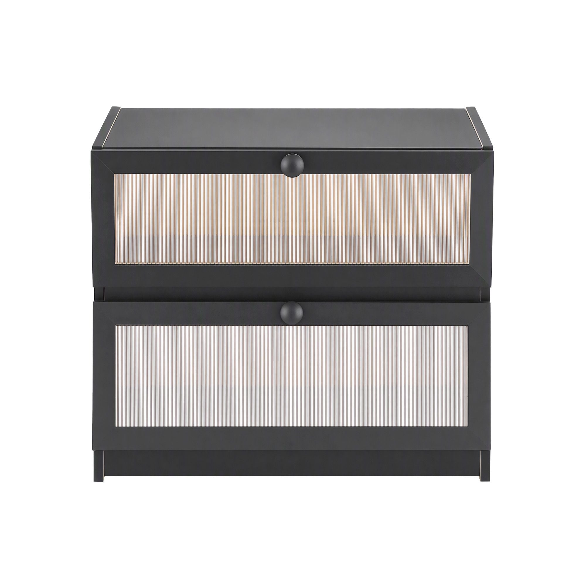 Artiss Bamboo Bread Box 2-Tier Kitchen Countertop Storage 40cm Black
