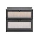 Artiss Bamboo Bread Box 2-Tier Kitchen Countertop Storage 40cm Black