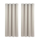 Artiss Blockout Curtains 2X 132x160cm Thermal Insulated Eyelet Drapes Beige