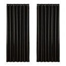 Artiss 2X Blockout Curtains Eyelet 240x230cm Black Shine