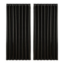 Artiss 2X Blockout Curtains Eyelet 300x230cm Black Shine