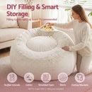 Artiss Bean Bag Chair Cover (No Filler) Soft Faux Fur Beanbag Cover Large Round Stuffed Animal Storage Bean Bag Cover Washable Lazy Sofa Cover for Adults Kids Teens, Beige