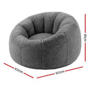 Artiss Bean Bag Chair Cover (No Filler) Soft Faux Fur Beanbag Cover Large Round Stuffed Animal Storage Bean Bag Cover Washable Lazy Sofa Cover for Adults Kids Teens, Grey