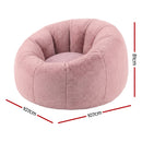 Artiss Bean Bag Chair Cover (No Filler) Soft Faux Fur Beanbag Cover Large Round Stuffed Animal Storage Bean Bag Cover Washable Lazy Sofa Cover for Adults Kids Teens, Pink