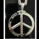 Silver Peace sign Necklace, Bling Chain ,Fancy Dress