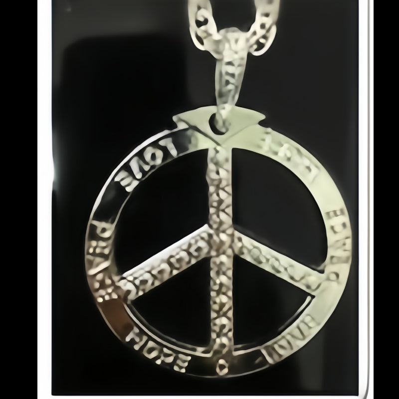 Silver Peace sign Necklace, Bling Chain ,Fancy Dress