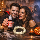 2X Horror Blood and Fangs Costume Pack – Fake Vampire Blood & Plastic Fangs for Halloween, Cosplay & Parties